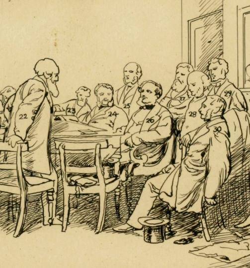 The Central Executive Cotton Famine Relief Committee (detail), Lachlan McLachlan, about 1869