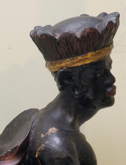 Blackamoor (detail), from Johnson's tobacco shop in Bolton, early 1800s
