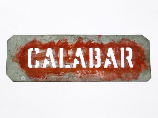 Tobacco pipe crate stencil, Calabar, made for John Pollock & Company, 1950s