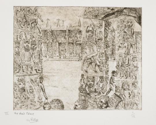 History of the Benin bronzes, Plate 3: The Oba's Palace, by Tony Phillips, 1984