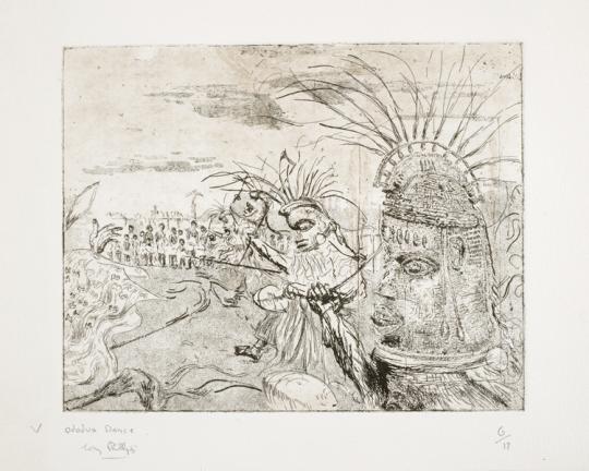 History of the Benin bronzes, Plate 5: Ododua Dance, by Tony Phillips, 1984