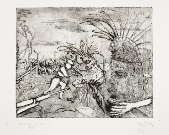 History of the Benin bronzes, Plate 6: Punitive Expedition, by Tony Phillips, 1984