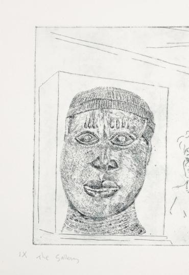 History of the Benin bronzes, Plate 9: The Gallery (detail), by Tony Phillips, 1984