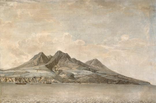 The Island of Monserrat from the Road before the Town (detail), by Thomas Hearne, 1775-6