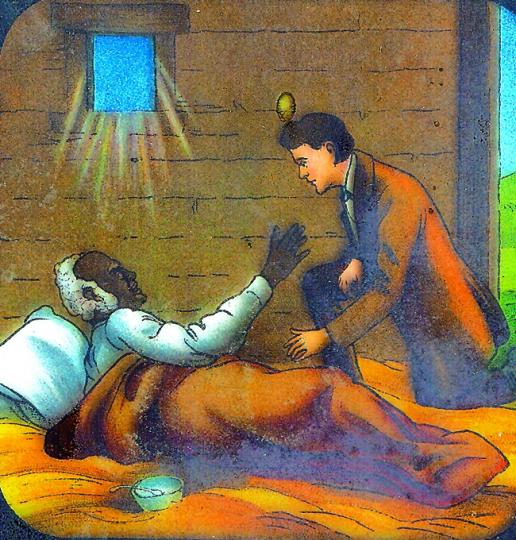 Lantern slide illustration from Uncle Tom's Cabin (detail), by Harriet Beecher Stowe, about 1900