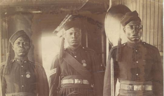Photograph of Ovonramwen, Oba of Benin (detail), taken by JA Green, 1897