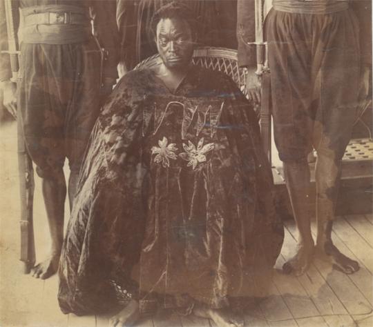 Photograph of Ovonramwen, Oba of Benin (detail), taken by JA Green, 1897