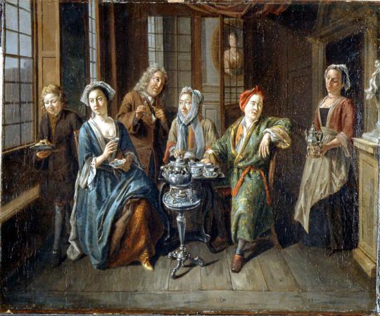 A Tea Party, by Joseph Van Aken, about 1720