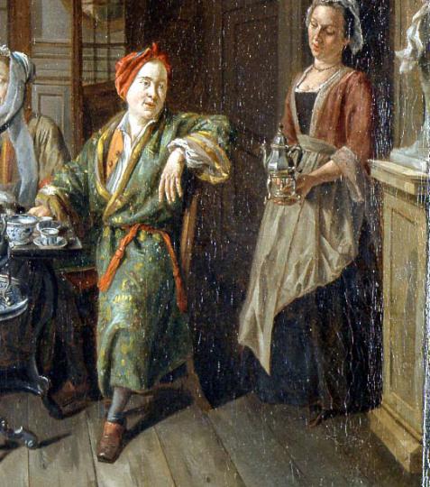 A Tea Party (detail), by Joseph Van Aken, about 1720