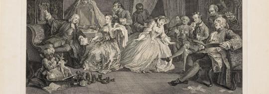 Marriage á la Mode, Plate 4 (detail), by Simon Ravenet after William Hogarth, 1745