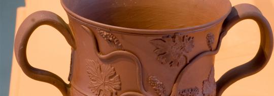 Loving cup (detail), made in Staffordshire, 1740-1760